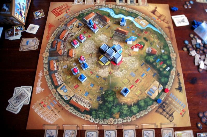 A Játékostábla, négy városrésszel/városnegyeddel 
