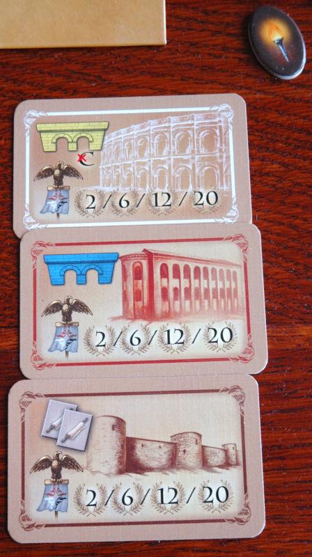 A megszerzett épületkártyák